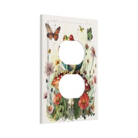 SgEdao Decorative Outlet Covers Frog Red Mushroom Wildflower Butterfly 1 Gang Duplex Light Switch Cover Plate Wall Plates for Electrical Outlets Switchplate Faceplate for Bedroom Home Decor
