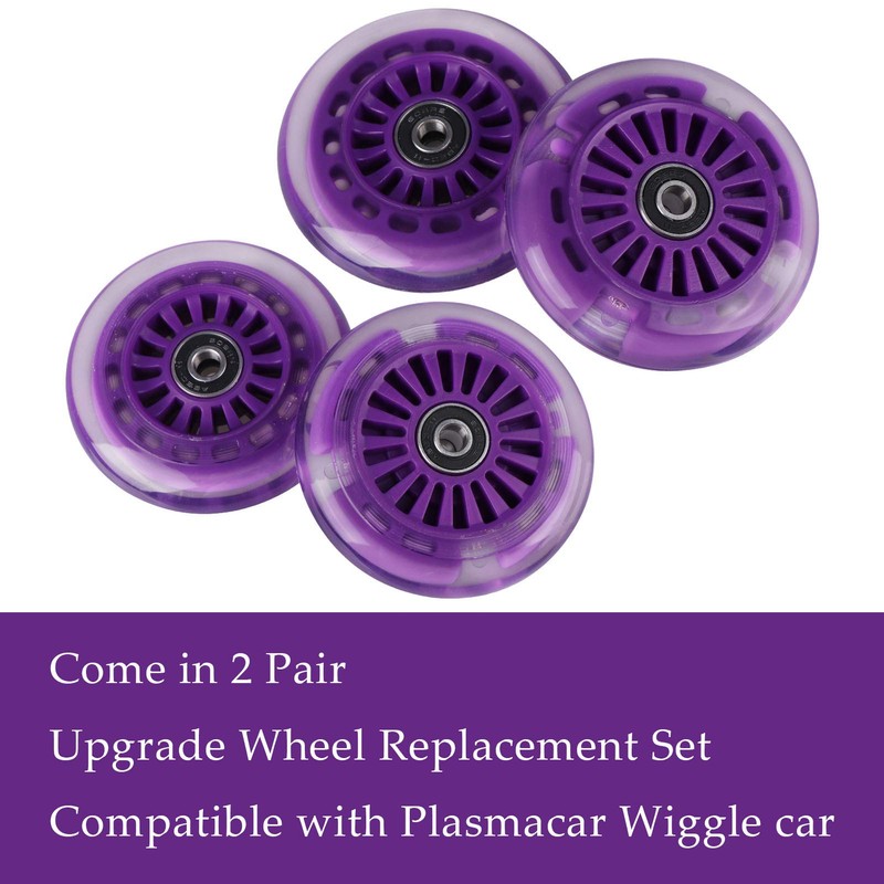 WHEELGOO 4-Pack Wiggle Car Quiet PU Replacement Wheels for Plasma
