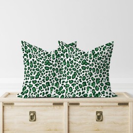 Zyadsinoudor Leopard Graphite Green Dot Throw Pillowcase Set of 2 Chinoiserie Cushion Cases 24x24in Decorative Pillow Home Cotton Linen Exotique Pillow Case for Home Bedroom Living Room Bed