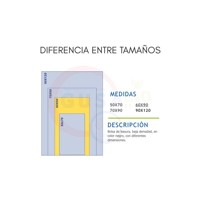 1 Kg Bolsa Negra Para Basura Ecológica 60x90