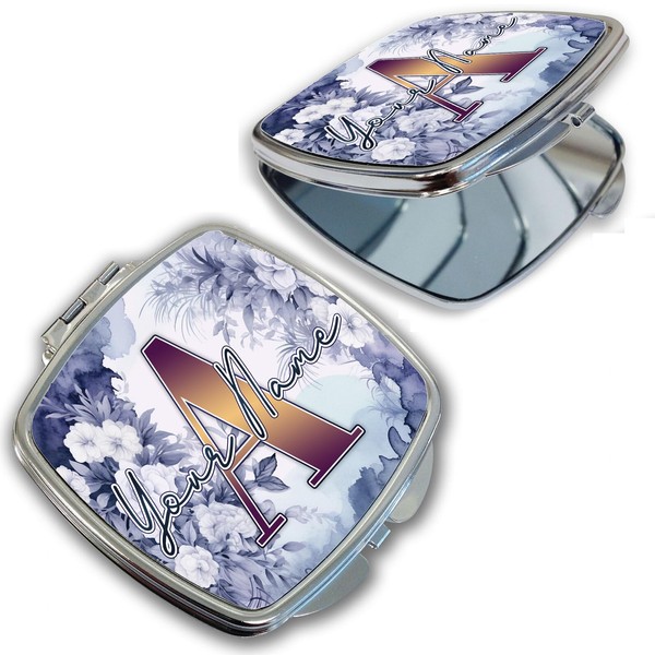 Bleu Reign Compact Personalized Pocket Mirror Custom Name Gradients Pattern