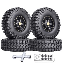 HobbyPark Brass 1.0 Beadlock Wheels and Tires for Traxxas TRX4M Upgrades Parts Axial SCX24 1/24 RC Crawler Replacement (4-Pack) (Tpye D)