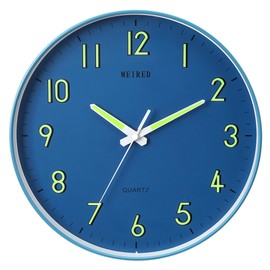 MEIRED Night Light Wall Clock 12 Inch Silent Non Ticking Battery Operated Wall Clocks Glow in The Dark, Lighted Up Wall Clock for Bedroom Living Room/Kitchen, Blue B
