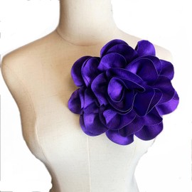 Heyiwell Large Royal Blue Satin Rose Flower Brooches Pins for Wedding Party Dance Dress Suit Clothes Hair Pin DIY Decor 7.5"Inch(190mm)