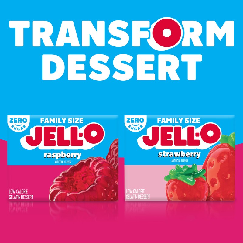 Jell-O Raspberry Sugar Free Gelatin, 0.6 Ounce (Pack of 24)