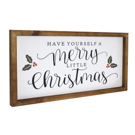 MICWIC Merry Little Christmas wall decor Solid Wood Sign with Holiday Quote Have Yourself A Merry Little Christmas Home Decoration 16 x 8 Inches