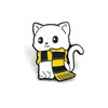 White Cat Yellow Scarf Wizard School Cute Metal Pin Badge