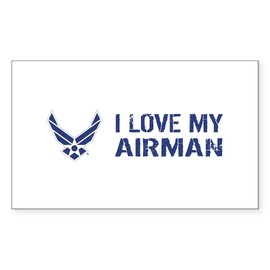CafePress USAF: I Love My Airman Rectangle Bumper Sticker Car Decal