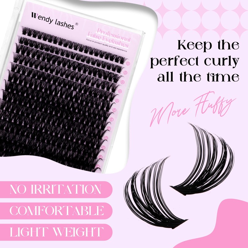 Eyelash Extensions Set, Natural 60D Eyelash Clusters, D Curl, Lash