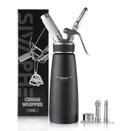 Sivaphe Stainless Steel Professional Whipped Cream Dispenser, 1-Pint Portable Cream Whipper Canister, Leak-Free Whip Cream Dispenser Nitro Coffee Maker Black(Charger Not Included)