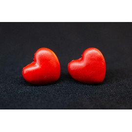 Miniblings Heart Stud Earrings Hearts Valentine's Day Love Red Handmade Fashion Jewellery I Earrings Stud Earrings, Clay