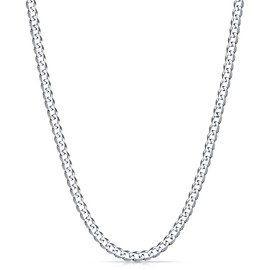 Fiusem Silver Tone Cuban Link Chain for Men, 4mm Mens Chain Necklaces, Stainless Steel Chain Necklaces for Men Women, 18 Inch