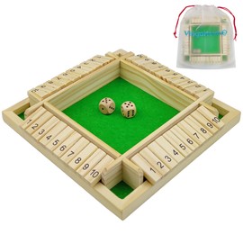 Shut The Box Game 4 Players, Wooden Board Game, Wooden Mathematics, Traditional Pub Board, Dice Game, Travel, Great Family Board Games, Holiday, Entertaining Maths Games, Game for Children and Adults