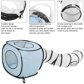 YOUTHINK Tienda de campaña en Forma de S, túnel de Gato, Juguete Plegable, escondite Plegable para Gatitos, Cachorros, Laberinto Interactivo, casa de Juguete(Azul)