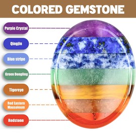 LAJUP Chakra Stones Crystals Gemstones Healing Stones Natural Crystal Worry Stones Worry Stones Thumb Polished Oval Pocket Stone Anxiety Stress Relief Meditation