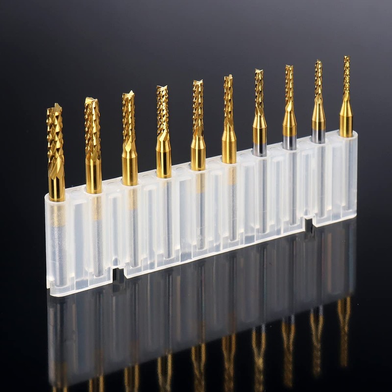CBRIGHT 10 Pieces End Mill CNC Router Bits, 1/8 Inch