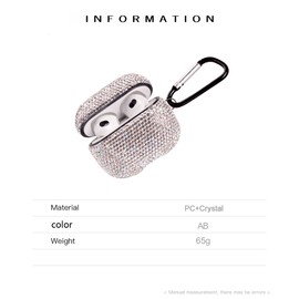 Sparkly Case Compatible with AirPods 3rd Generation with Keychain,Shockproof Protective Premium Bling Rhinestone Cover Skin for AirPods 3 Charging Case (white AB)
