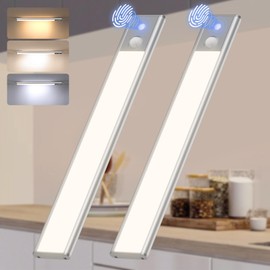 Quntis LED Under Cabinet Lighting Rechargeable, Wireless Motion Sensor Light Indoor, 2 Pack 12" 3000-6000K Dimmable Closet Lights Battery Operated, Magnetic/Stick on Under Counter Lights for Kitchen