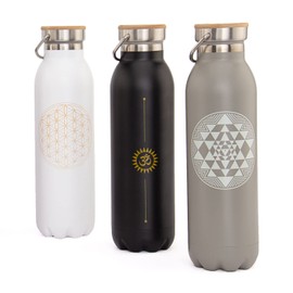 bodhi Thermos Flask, Insulated Stainless Steel Drinking Bottle, 100% Leak-Proof, Cold and Warm Drinks, Refined with Design Motif, for Sports and Everyday Use (Flower of Life)