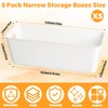 W&H 5 PCS Plastic Storage Boxes, White Rectangle Bathroom Storage