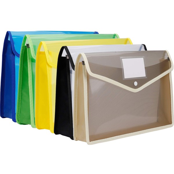 Document Wallet A4 Transparent Document Folder with Press Stud and