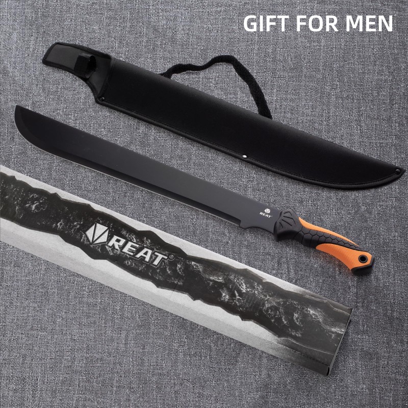 REAT Gardening Heavy Duty Machete,24" Full Tang Machete with Shaeth,Ergonomic