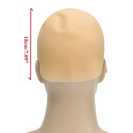 Auto-plaza Peluca de piel calva sin pelo con cabeza falsa de calva, disfraz de Navidad