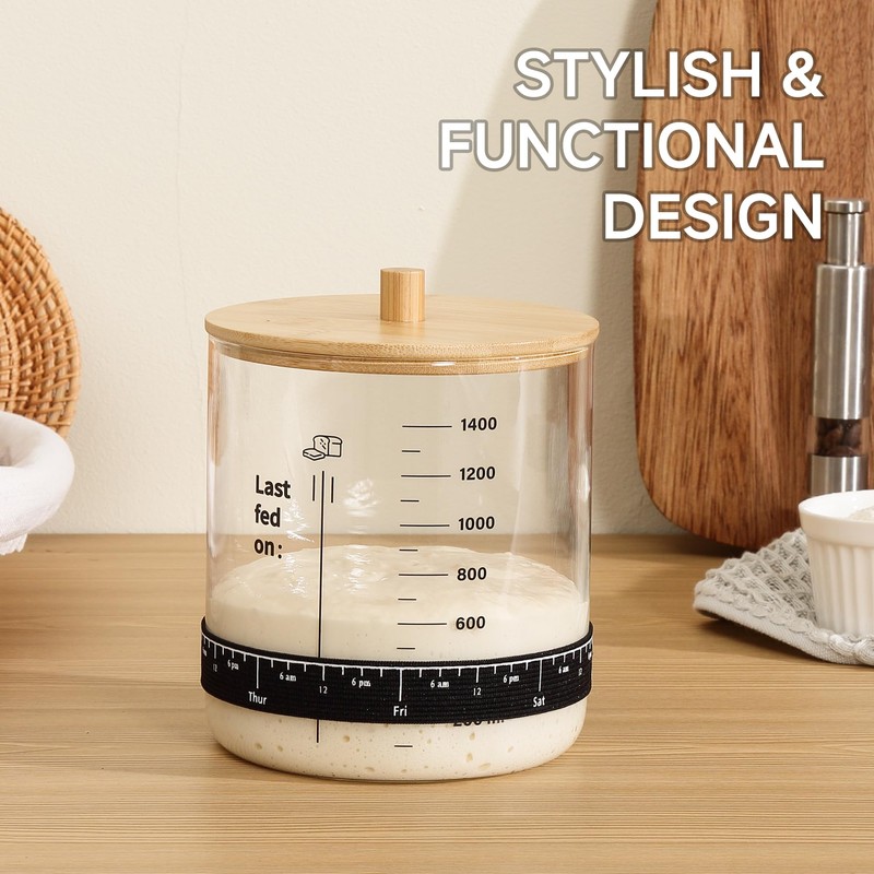 HomeFeel Premium Sourdough Starter Jar - 50 oz Large Glass