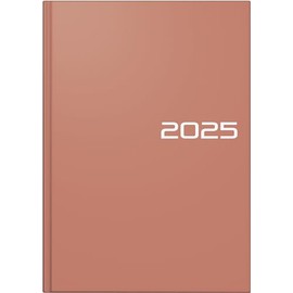 BRUNNEN Book Calendar Model 795 (2025), 1 Page = 1 Day, A5, 352 Pages, Balacron Cover, Coral