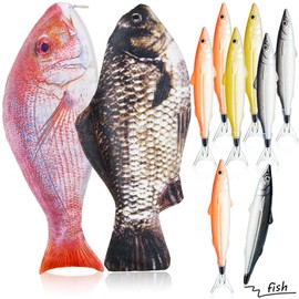 Outus 2 Pcs Fish Shaped Pencil Case Interesting Fish Pen Bag Funny Pencil Pouch Coin Purse with Padded Thick Foam Lining and 8 Pcs Cute Pens for Office Home(Black and Red,Novel)