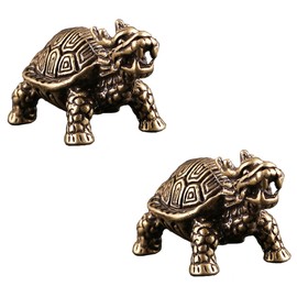MAGICLULU 2Pcs Brass Dragon Turtle Decor Vintage Style Adornments for Home Office Creative Craft Ornament Desktop Decoration Stylish
