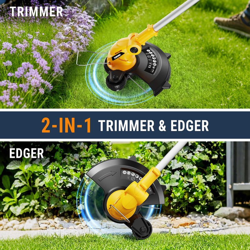 EWORK 20V 12-Inch Electric String Trimmer Cordless, 2.0Ah Battery Powered