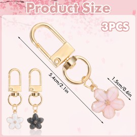 Mabor 3Pcs Cute Flower keychains for Women, Bag Charms Aesthetic Keychain Charms, Bag Purse Charms for Handbags Backpacks Earphone Case Decoration Accessories