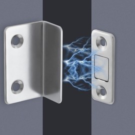 Magnetic Furniture Catch & Door Latch for Wardrobes (One-Touch Stainless Steel) Wardrobe Silver 90-degree 10ea