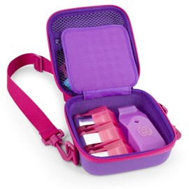 CASEMATIX Travel Case Compatible with Cool Maker Shimmer Me Body Art Temporary Roll-on Glitter Tattoos Roller and Refills – Purple Case Only with Strap