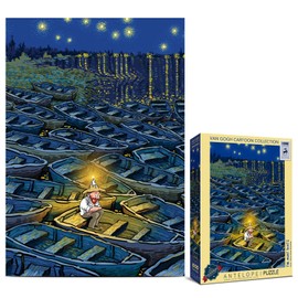 Antelope Vincent Van Gogh Jigsaw Puzzle by Artist Alireza Karimi Moghaddam, 1000 Pieces, 29.5" x 20.5", Van Gogh Jigsaw Puzzle, Challenging and Fun Indoor Game (The Night Boats)