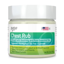 Puriya Chest Rub Cream Support for Congestion and Sinuses, Plant Rich Active Formula, Eucalyptus Oil, Lavender, Tea Tree, Supports Sinus and Nasal Passages, Safe for Kids and Adult