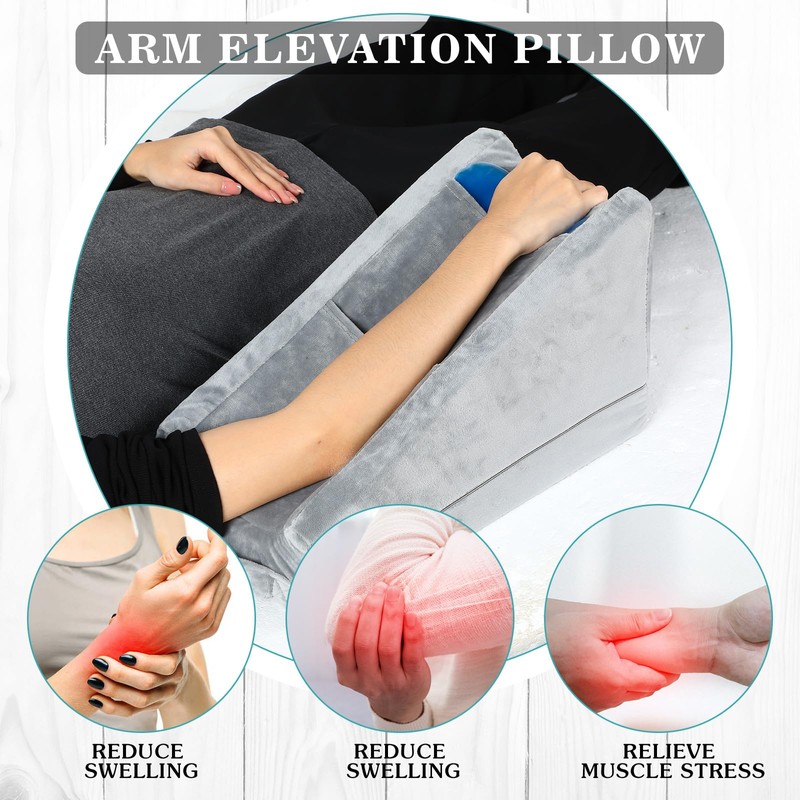 Buryeah Arm Elevation Pillow with 2 Pockets, Soft Ergonomic Support