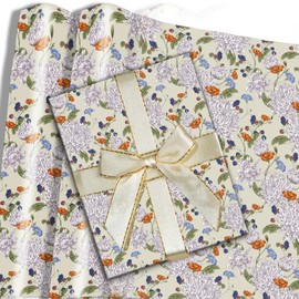 4 Sheets Floral Birthday Gift Wrapping Paper, 2 Type Botanical Birthday Paper for Wrapping Gifts Party Botanical Wedding Valentines Mothers Day Christmas