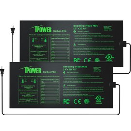 iPower 2 Pack Waterproof Seedling Heat Mat 10"x20.75", Warm Hydroponic Heating Pad for Germination, Indoor Gardening, Greenhouse