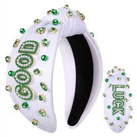 MOLOCH St.Patrick's Day Headband for Women St.Patrick's Day GOOD LUCK Headband Crystal Green Lucky Hairband Irish Outfit St.Patrick's Day Hair Accessories