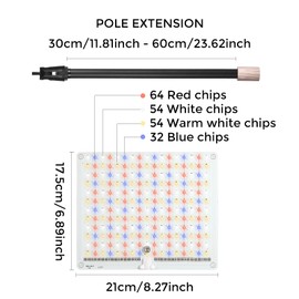 Muening Grow Lights for Indoor Plants, Table Top Grow Light Full Spectrum, LED Bonsai Houseplant Growing Lamp with On/Off Switch, 11.81-23.62 Inch Height Timer3/9/12H White and Warm White