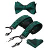 HISDERN Suspenders for Men Green Suspender and Bow Tie Set