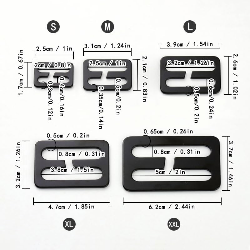 TANJUN 2PCS Metal Buckle Webbing Belt Slide Buckle Hardware Webbing