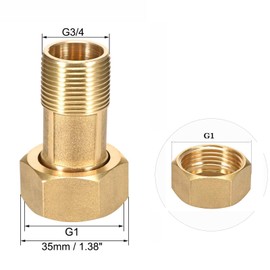 TA-VIGOR Brass Pipe Fitting Hex Nipple, 3/4 Male x G1 Female Threaded Connector Water Meter Coupling 38mm Length