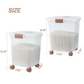 YXQ Large Flour Storage Container Bin,2 Pack Airtight Plastic with Wheels Seal Locking Lid Dispenser Organizer Storage Bin with Measuring Cup & Scoop for Flour, Rice, Grain 50LBS +30LBS