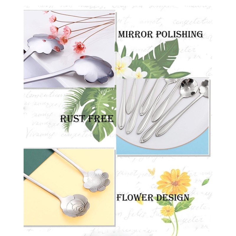 Flower Spoon Coffee Teaspoon Set, ESRISE Stainless Steel Tea Spoon