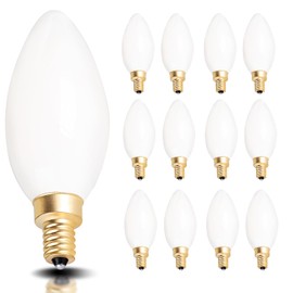 CRLight - foco LED regulable de 4 W, 3000 K, blanco suave, equivalente a 400 lúmenes, bombillas LED E12 de 40 W, forma de torpedo, vela de vidrio blanco perla lechosa B11, paquete de 12