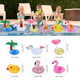 LUMOOM Pack of 6 Inflatable Drink Holders, Floating Drink Holder, Inflatable Pool Flamingo Animals, for Swimming Pool Party Beach Party Adults and Children (A)
