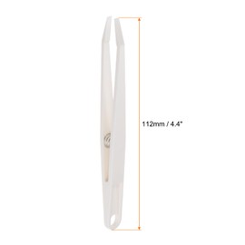 HARFINGTON 3pcs Sticker Tweezers for Crafting 4.53" Flat Tip with Spring Plastic Tweezers Craft Tweezers for Stickers, Scrapbooking, Eyelash Extensions, White